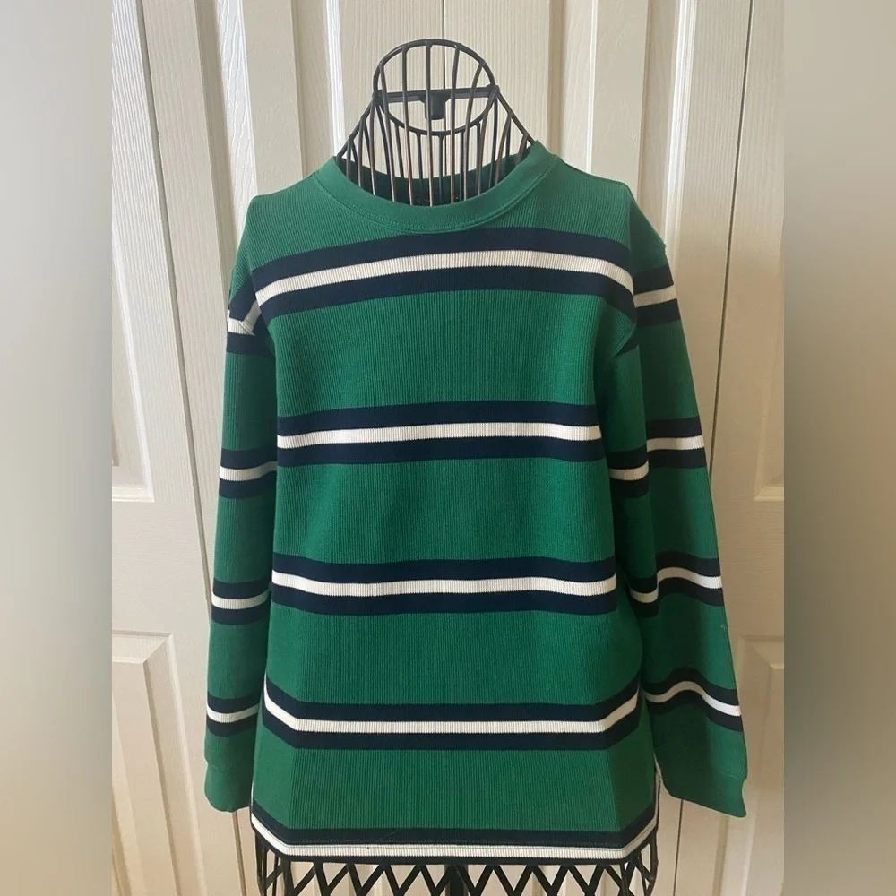 Gap kids navy, green, and white striped shirt